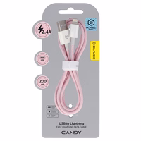 Blavec Kabelis Candy pīnīts - USB uz Lightning - 2,4A 2 metres Apple CarPlay (CCA-UL24P20) rozā