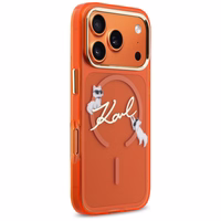 Karl Lagerfeld IML Choupettes Karl Script Logo MagSafe Maciņš for iPhone 17 Pro - oranžs