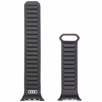 Siksniņa Audi Logo Genuine Leather Magnetic Ring priekš Apple Watch 44/45/46/49mm melns