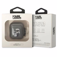 Karl Lagerfeld KLA2HNKCTGK Airpods 1/2 apvalks melns/melns Gliter Karl&Choupette