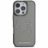 Karl Lagerfeld IML Rhinestones Karl Head apvalks iPhone 16 Pro melns