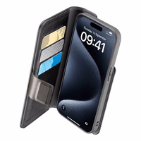 Cellularline Book Agenda - maciņš iPhone 15 Pro Max with MICROBAN coating (melns)