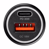 BLUE STAR automašīnas lādētājs 3A 30W Type C + USB A + kabelis Type C uz Type C PD QC3.0 AFC PPS melns