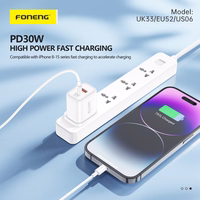 Foneng Sienas lādētājs EU52 - USB + Type C - QC 3.0 PD 30W balts