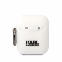Karl Lagerfeld KLA2RUNCHH AirPods 1/2 apvalks balts/balts silikona Choupette galva 3D