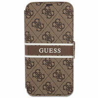 Guess GUBKP13L4GDBR iPhone 13 Pro / 13 6.1" brūns/brūns grāmatas tipa viedtālruņa apvalks 4G Stripe