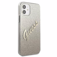 Guess GUHCP12SPCUGLSGO iPhone 12 mini 5.4" zelta/zelta cietais apvalks Glitter Gradient Script