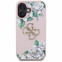Guess Grained Roses Big 4G logo viedtālruņa apvalks iPhone 16 - rozā