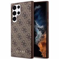 Guess GUHCS23LG4GFBR S23 Ultra S918 brūns/brūns cietais apvalks 4G Metāla Zelta Logotips