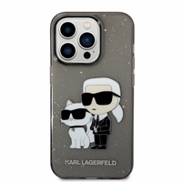 Karl Lagerfeld Spīdums Karl&Choupette viedtālruņa apvalks iPhone 14 Pro - melns