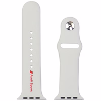 Siksniņa Audi Sport Red Logo Silicone Watch Strap priekš Apple Watch 44/45/46/49mm balts
