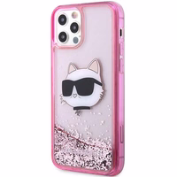 Karl Lagerfeld KLHCP12MLNCHCP iPhone 12/12 Pro 6.1" rozā/rozā cietais apvalks Mirdzošs Choupette Galva