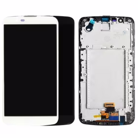 LCD Displejs Saderīgs ar LG K420n K10 ar frame Balts HQ