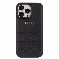 Audi Sintētiskās ādas iPhone 16 Pro Max 6.9" melns/melns cietais apvalks AU-TPUPCIP16PM-GT/D2-BK
