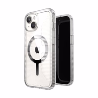 Speck Gemshell Grip + MagSafe - maciņš iPhone 17e / 16e / 15 / 14 / 13 (Clear / Chrome Finish)
