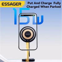 Automašīnas turētājs Essager "Stand" melns (15W / Magsafe saderīgs) (magnētisks / lipīgs paliktnis)