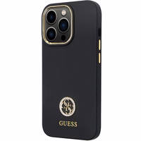 Guess GUHCP13LM4DGPK viedtālruņa apvalks iPhone 13 Pro / 13 – melns Silikona Logo Strass 4G