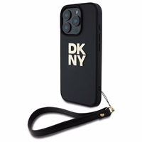 DKNY Wrist Strap Stock Logo viedtālruņa apvalks iPhone 16 Pro - melns