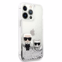 Karl Lagerfeld šķidrs spīdums Karl&Choupette apvalks iPhone 13 Pro / 13 6.1" - sudraba