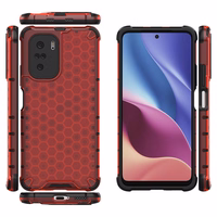 Honeycomb apvalks bruņu apvalks ar TPU buferi Xiaomi Redmi K40 Pro+ / K40 Pro / K40 / Poco F3 sarkans