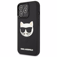 Karl Lagerfeld 3D gumijas Choupette apvalks viedtālrunim iPhone 13 Pro / iPhone 13 - melns