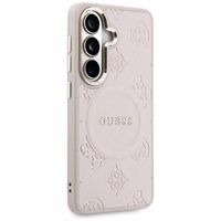 Guess maciņš Saffiano Peony Embossed Ring MagSafe priekš Samsung Galaxy S26 Plus rozā