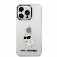 Karl Lagerfeld Ikonik Choupette viedtālruņa apvalks iPhone 14 Pro - caurspīdīgs