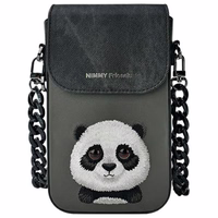 Nimmy Big Eyed Pet 2.0 Panda 3-in-1 Viedtālruņa apvalks + maks + sekošanas ierīces korpuss - melns