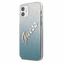 Guess GUHCP12SPCUGLSBL iPhone 12 mini 5.4" zils/zils cietais apvalks Glitter Gradient Script