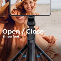 Selfie statīvs (m) ar bezvadu tālvadības tripodu un spoguli SSTR-11 - melns
