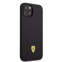 Ferrari FEHMSIP14MBK iPhone 14 Plus 6.7" melna/melna cietais apvalks silikona metāla logotips Magsafe