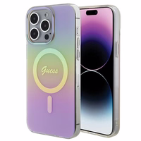 Guess IML Iridescent Magnētiskais viedtālruņa apvalks iPhone 15 Pro - rozā