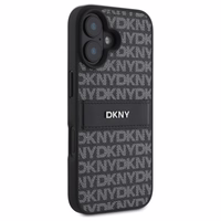 DKNY tekstūras raksta svītrains viedtālruņa apvalks iPhone 16 - melns