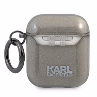 Karl Lagerfeld Glitter Karl's Head apvalks AirPods 1/2 - melns