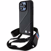 BMW M Edition Carbon Stripe & Strap viedtālruņa apvalks iPhone 15 Pro - melns