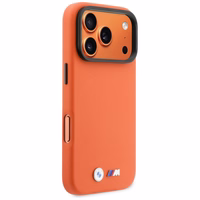 BMW maciņš for IPHONE 17 Pro saderīgs ar MagSafe BMHMP17L25PFWKCKO (PU W/ Metal Logo) oranžs