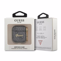 Guess 4G Script Metal Collection viedtālruņa apvalks AirPods 1 / 2 - Pelēks