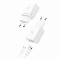 USAMS Tīkla lādētājs 2xUSB-A + kabelis USB-C/ USB-A Fast Charging balts series HC HCXLTZ03