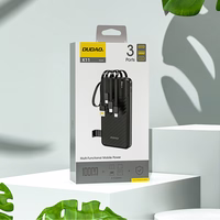 Dudao K11 10000mAh portatīvais lādētājs ar iebūvētiem kabeļiem - melna