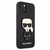 Karl Lagerfeld Saffiano Ikonik Karl's Patch Apvalks iPhone 13 mini - Melns