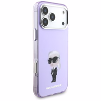 Karl Lagerfeld IML akvareļu Karl & Choupette un logotipa magnētiskais viedtālruņa apvalks iPhone 17 Pro Max - violets