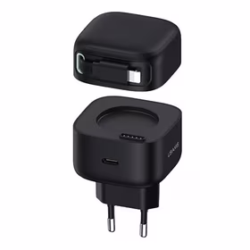 USAMS Tīkla lādētājs 1xUSB-C ar satīšanas Lightning kabeli PD+QC 35W Gan Fast Charging melns XMF Series CC209TC01 (US-CC209)