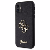 Guess GUHCN61HG4SGK apvalks iPhone 11 / Xr - melns mirdzošs uzraksts Liels 4G