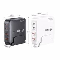 GaN network charger - Unitek P1229ABK01-EU | 100W 2x USB-C 2x USB-A