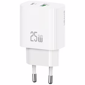 Tīkla lādētājs USAMS CC315 T65 25W 1xUSB-C 1xUSB-A Fast Charging balts