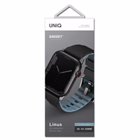 UNIQ siksniņa Linus Apple Watch Series 1/2/3/4/5/6/7/8/9/SE/SE2/Ultra/Ultra 2 42/44/45/49mm. Airosoft Silikona melns/melns