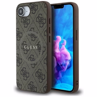 Guess 4G Ring Classic Logo Magnētiskais viedtālruņa apvalks iPhone 16e - brūns