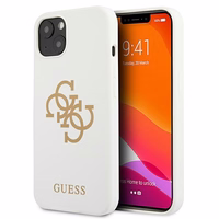 Guess GUHCP13SLS4GGWH iPhone 13 mini 5.4 silikona 4G logotipu kietais apvalks - balts