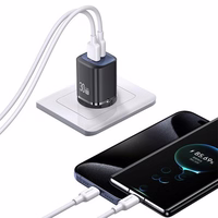 USAMS Tīkla lādētājs CC254 30W GaN USB-C/USB-A Fast Charging HC Series violets CC254TC03