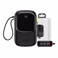Powerbank Baseus Qpow PRO ar Lightning kabeli, USB-C portu un USB 20000mAh, 20W (melns)